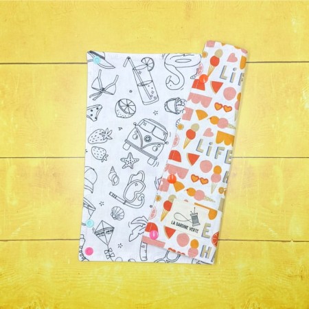 Coloriage lavable compact, variante "plage", avec vue de dessus sur le coloriage