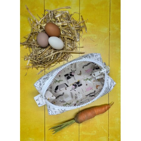 Extérieur de la Trousse réversible à colorier avec des motifs d'animaux de la ferme