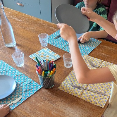 Set de table à colorier lavable - La sardine verte